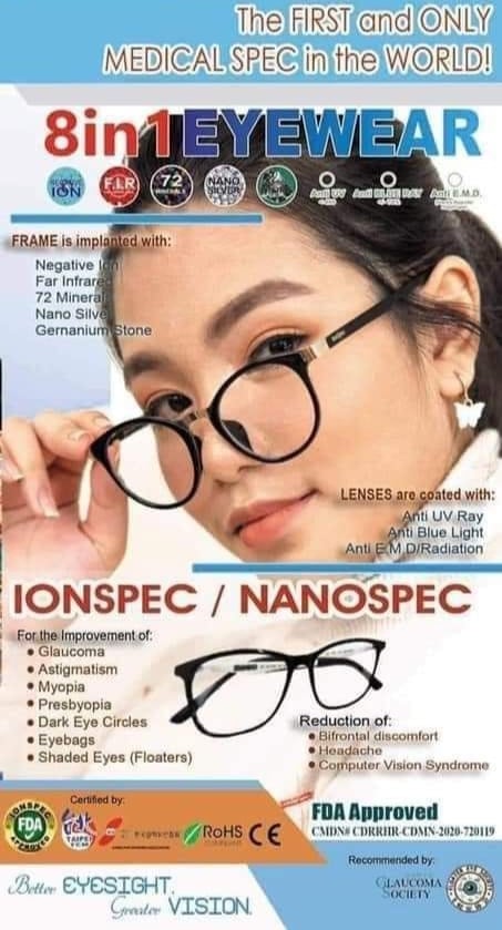 NANO IONSPEC M37B  M38B–The Medical Eyewear Spectacle Nature and science Frames has Lifetime Minerals Negative Ion Far InfraRed NanoSillver Germanium and 72 Minerals Anti Blue Light Anti Bluray Anti-Radiation Anti UV light Anti EMD astigmatism and vertigo
