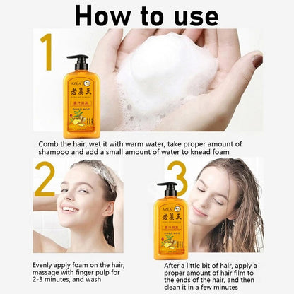 Ginger shampoo for reducing visible flakes while maintaining scalp freshness and clean feel