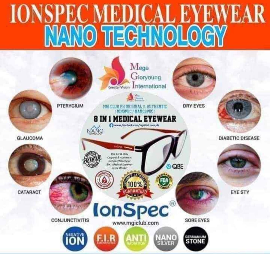 NANO IONSPEC M37B  M38B–The Medical Eyewear Spectacle Nature and science Frames has Lifetime Minerals Negative Ion Far InfraRed NanoSillver Germanium and 72 Minerals Anti Blue Light Anti Bluray Anti-Radiation Anti UV light Anti EMD astigmatism and vertigo