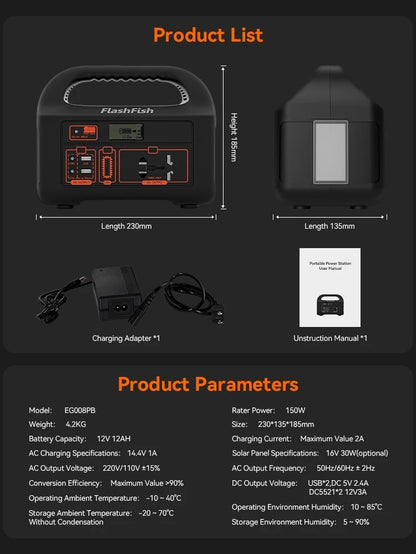 Portable solar generator with solar panel charging and built in battery for reliable use