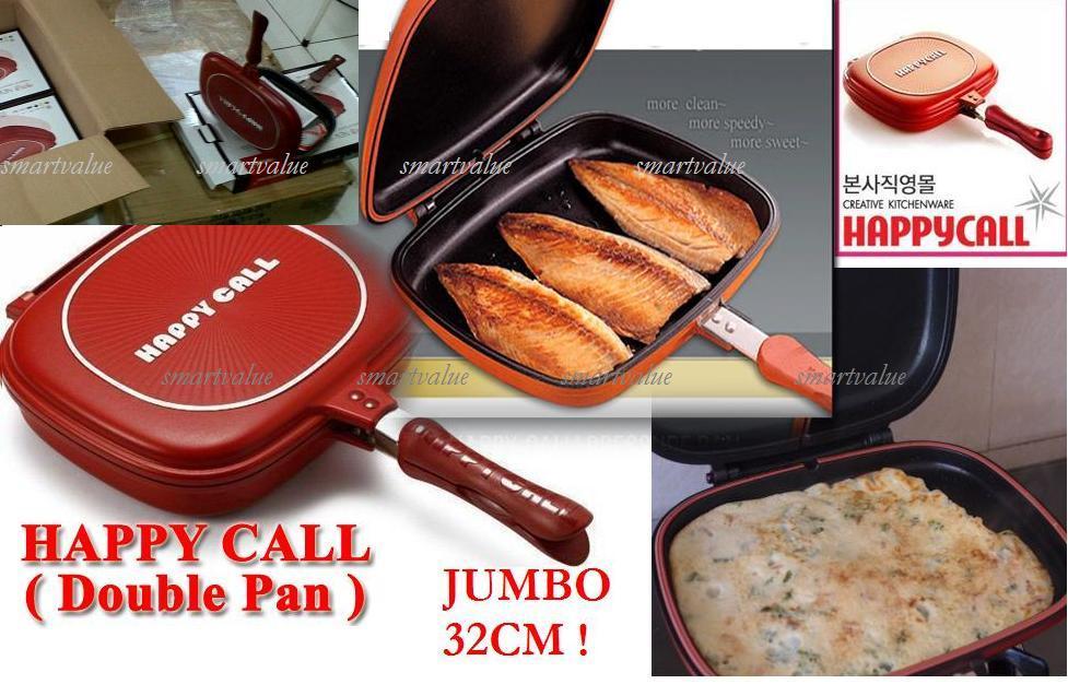 Double sided grill frying pan with locking clamp handle for secure flipping and sealing