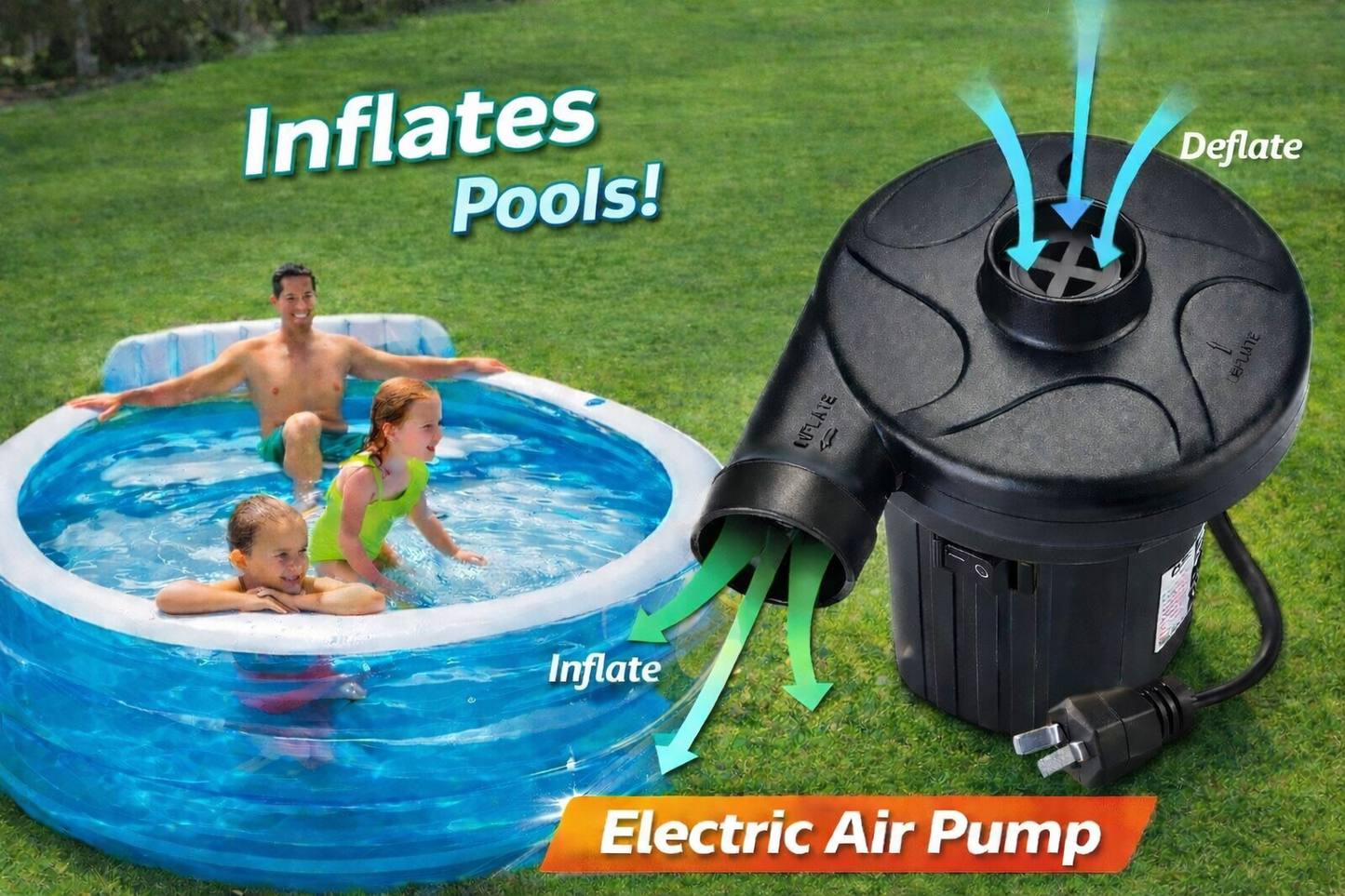 Electric portable air pump for convenient inflation and deflation anytime anywhere