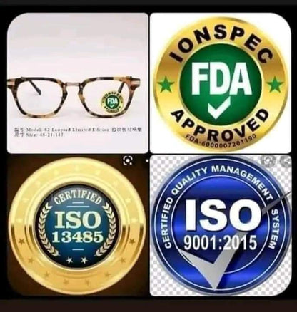NANO IONSPEC M37B  M38B–The Medical Eyewear Spectacle Nature and science Frames has Lifetime Minerals Negative Ion Far InfraRed NanoSillver Germanium and 72 Minerals Anti Blue Light Anti Bluray Anti-Radiation Anti UV light Anti EMD astigmatism and vertigo