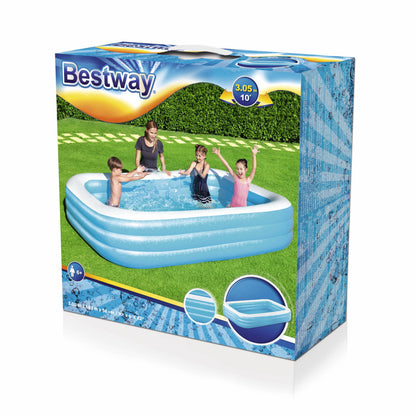 Large size inflatable swimming pool for adults and kids, rectangular family design with durable thick material for outdoor use