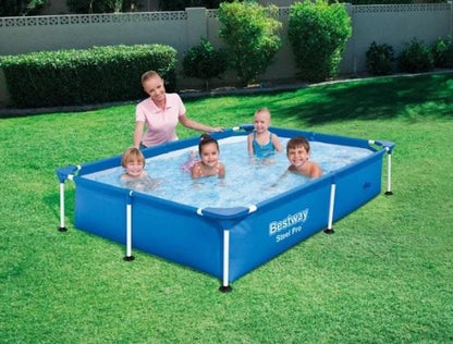 Outdoor portable swimming pool for family use, durable structure with easy assembly for backyard water fun