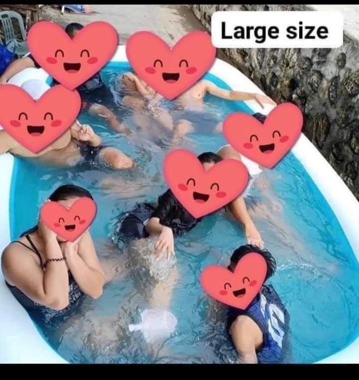 Outdoor inflatable pool for kids and adults, spacious blue family size design with strong thickened wall layers