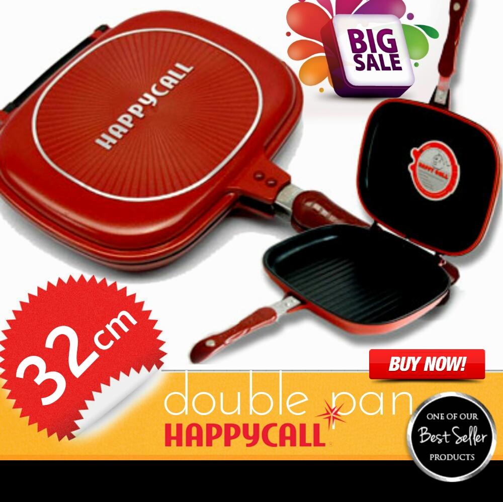 Double sided grill and frying pan cookware for home kitchen cooking and everyday meals