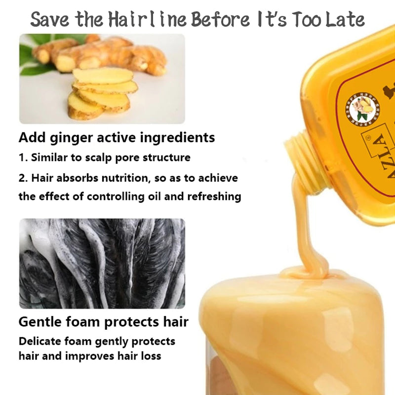 Nourishing shampoo with ginger extract for supporting thicker looking hair and scalp balance