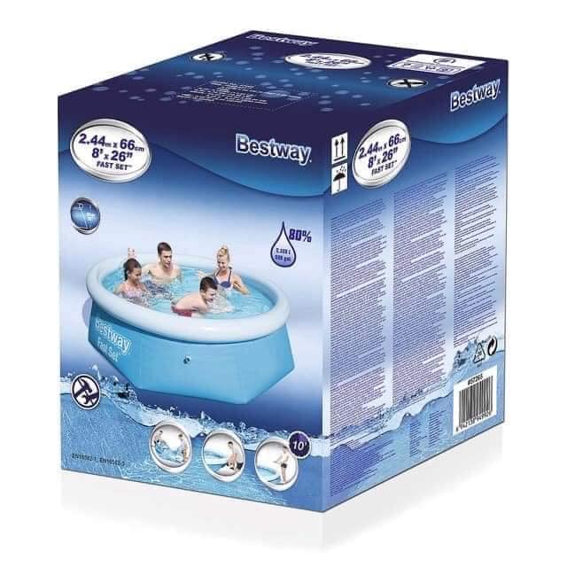 Portable inflatable pool with circular shape, easy setup design for backyard summer activities and relaxation
