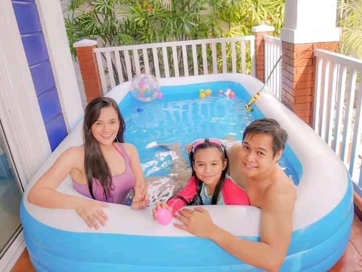 Bestway large inflatable pool with electric pump, rectangular family swimming pool for backyard outdoor use