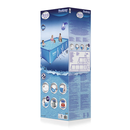 Portable rectangular swimming pool with durable frame, designed for kids and adults outdoor use
