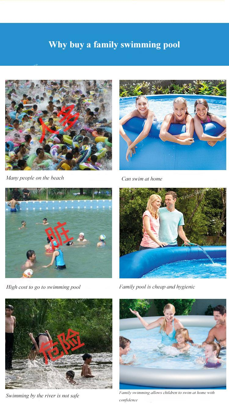 Inflatable round pool for backyard setup, portable structure with strong material for outdoor water activities