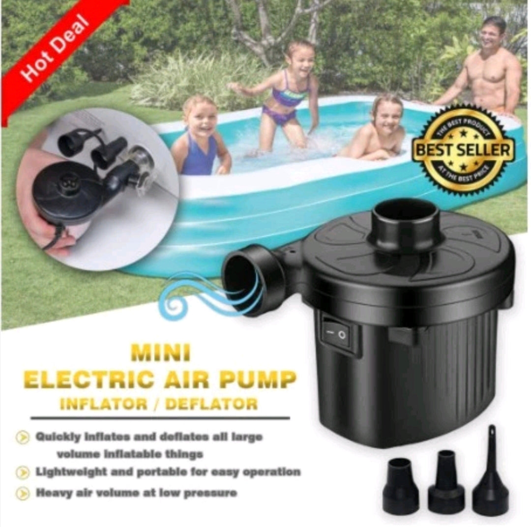 Portable electric air pump for inflating items quickly at home or outdoors with ease