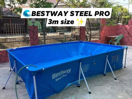 Family swimming pool for outdoor backyard setup, large size design with sturdy walls for summer water activities
