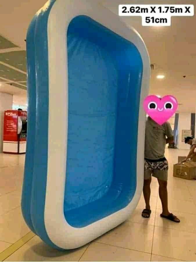 Bestway family inflatable swimming pool in rectangular design, durable outdoor pool for kids and adults backyard use