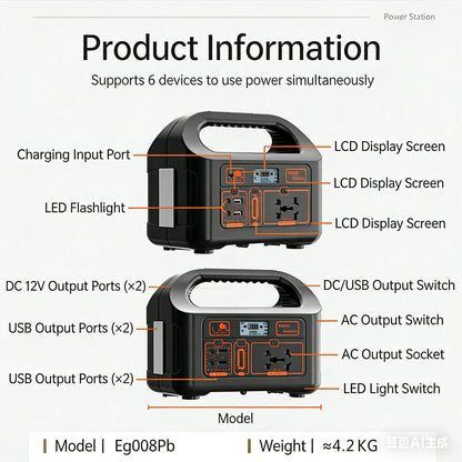 Solar generator with compact portable build for powering devices during outages